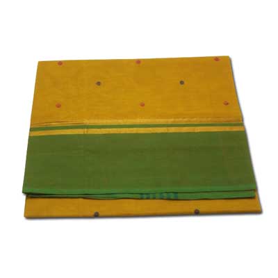 "Village Cotton saree with Thread petu contrast border Buta -SLSM-75 - Click here to View more details about this Product